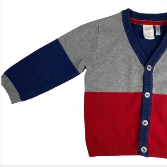 H&M Colourblock V-Neck Cardigan Sweater size 6-9 Months - Picture 5 of 9